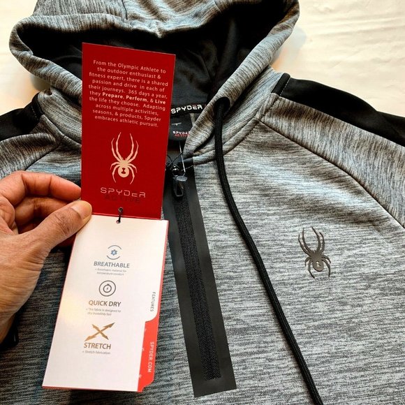 NWT Spyder Active Hoodie Sweatshirt Pullover Mens Small ProWEB Zip Fleece Lined - Picture 5 of 12
